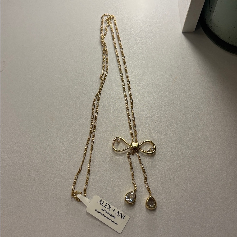 Alex and Ani Gold Coquette Bow Slider Necklace NWT